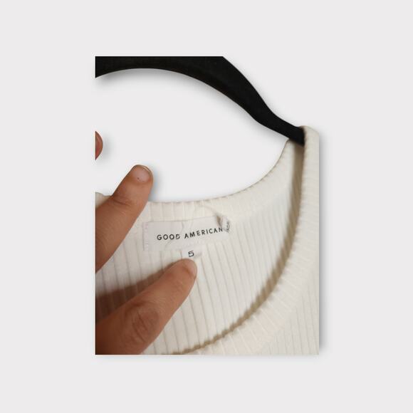 Good American Womens Chunky Ribbed Tank 2XL (5) White Wide Strap Casual Rib Knit - Picture 4 of 8